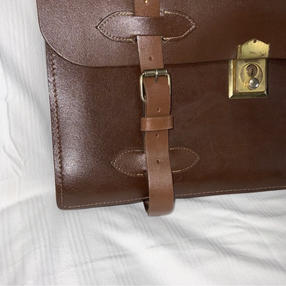 Large Vintage Brown Leather File Bag Briefcase School Work Lawyer Doctor - Picture 12 of 12